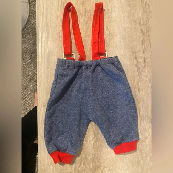 handmade Other - Vintage pants with suspenders sewn in.Pants blue joggers red cuffs at the bottom